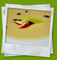 Cold apple soup with raisins